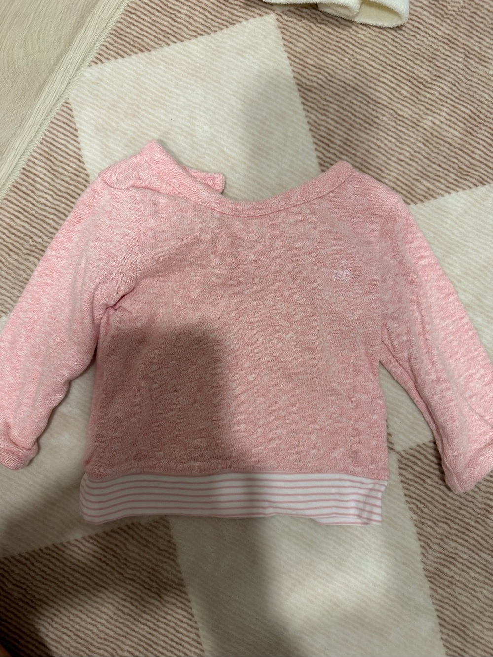 GAP Heathered Pink Girls' Long-Sleeve Top with Striped Hem